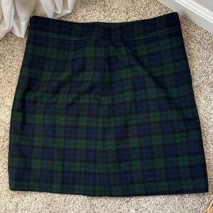 J. Crew Tartan Plaid Wool Blend Mini Skirt in Green and Navy | Size 12 Skirt
